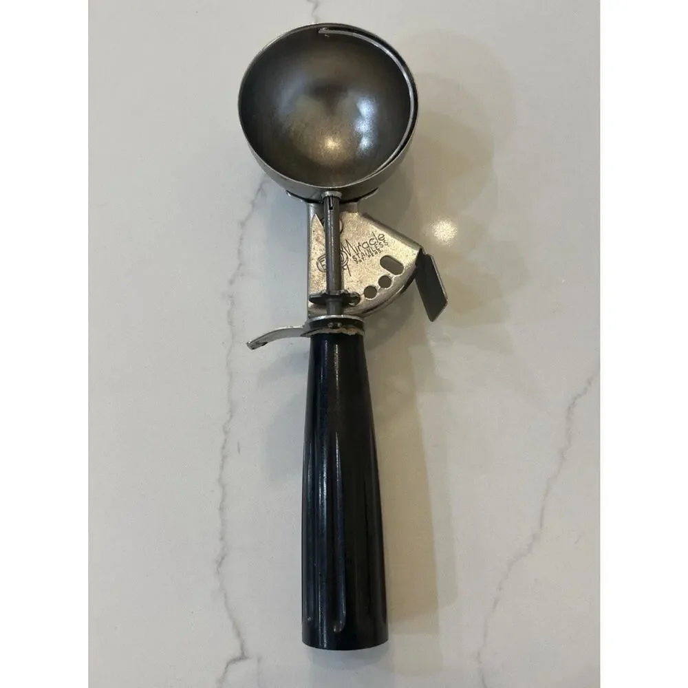 Vtg EKCO Miracle Black Handled Stainless Steel Ice Cream‎ Scoop Kitchen 1950’s
